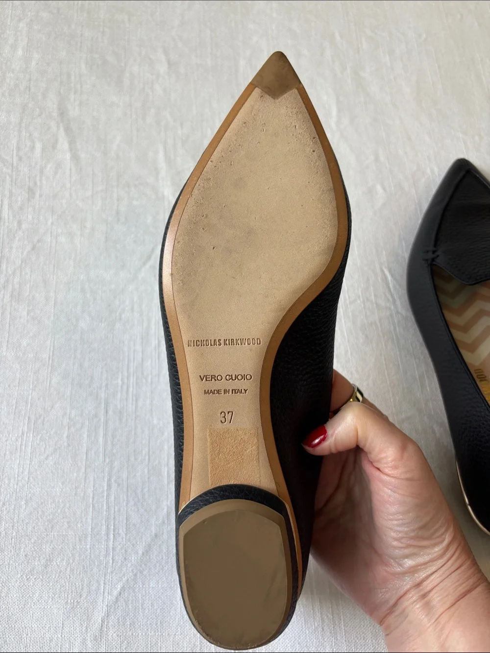 Nicholas Kirkwood Black Pointed Toe Leather Beya Flats